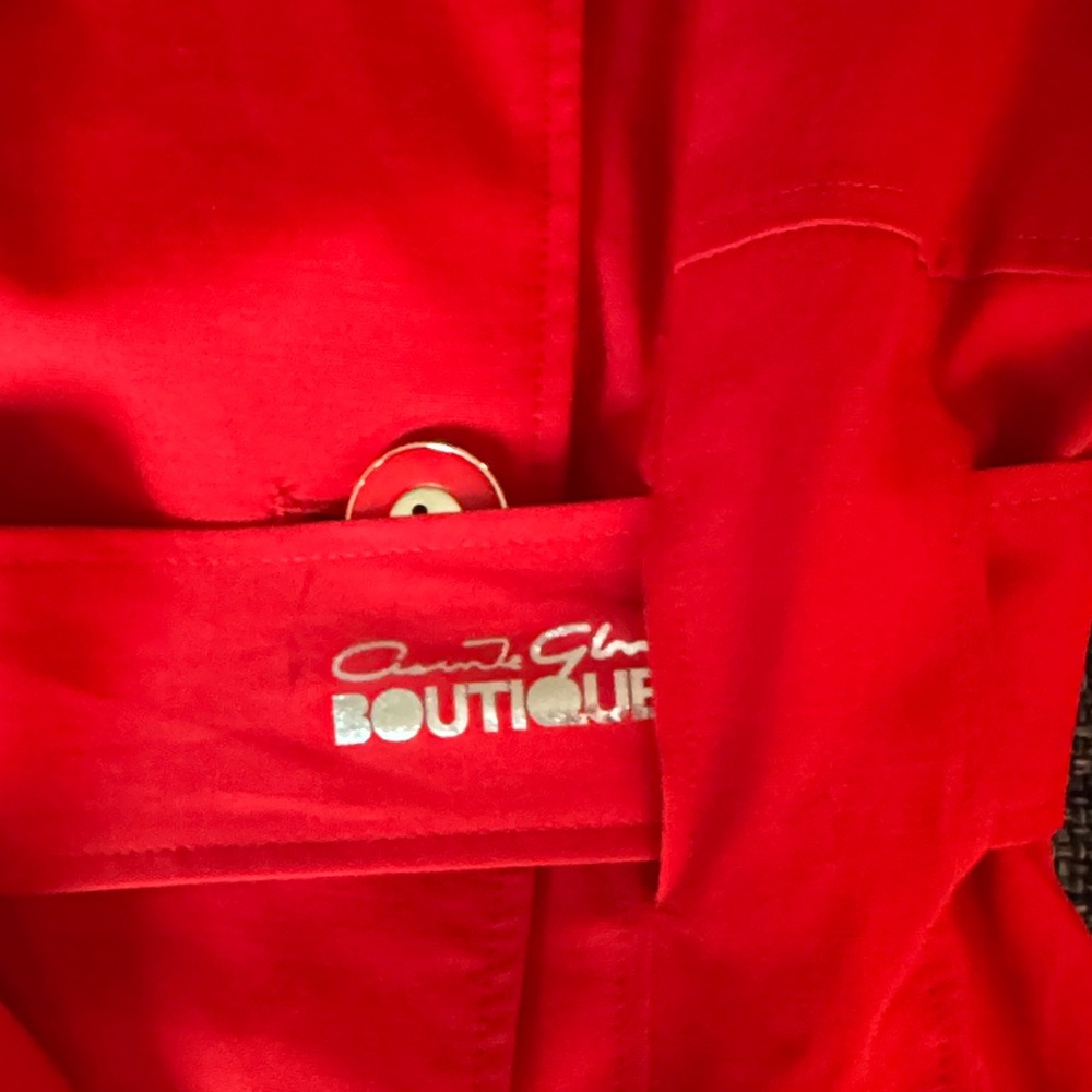 Women's Red Double-Breasted Belted Trench Coat - Picture 5 of 13